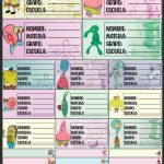 Planilla con 25 Etiquetas Escolares de Materias Tamaño Carta Bob Esponja
