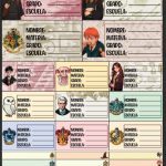 Planilla con 25 Etiquetas Escolares de Materias Tamaño Carta Harry Potter
