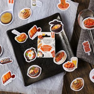 Caja con 46 Pzs de Stickers Comida Koreana