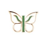 Pin Metalico Mariposa Dorada con Detalles en Color Verde