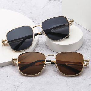 Lentes de Sol Casual Clásico Geométrico Negros con Dorado