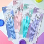 Set de 6 Pinceles Punta Cuadrada Morandi en Colores Pastel