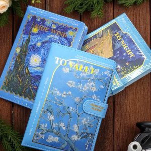 Libreta con Hojas de Planner Tamaño Francés Cosida con Broche de Imán Vangogh