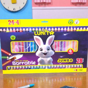 Colores Jumbo Lunita Borrables 24+4