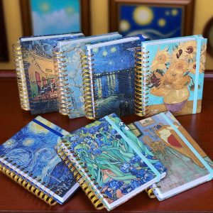 Libreta Tamaño Francés Pasta Dura 200 Hojas Cuadro Chico con Stickers Vangogh