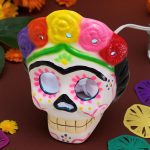 Lámpara Artesanal de Ceramica Craneo Calavera Frica Chica
