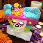 Lámpara Artesanal de Ceramica Busto Calavera Catrina Grande