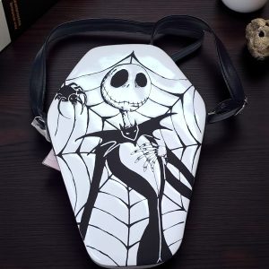 Bolsa Crossbody Kawaii en forma de Ataúd Jack Blanco