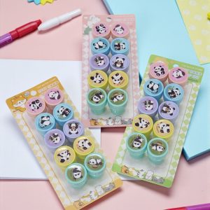 Blister con 10 Mini sellos con diseños de Panda Kawaii