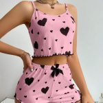 Conjunto de Pijama 2 Piezas Short y Blusa de Tirantes Corazones