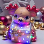 Figura de Cerámica de Reno Regalo Navideño con Serie de Luces 28x25cm