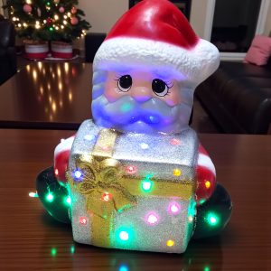 Figura de Cerámica de Santa Claus Regalo Navideño con Serie de Luces 30cm