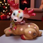 Lámpara de Cerámica en forma de Reno Echado Navideño 26 x 23cm