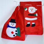 Bolsa Tipo Costalito para Agunaldos y/o Regalos de Fieltro Diseño Navidad