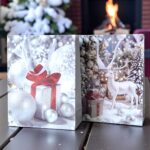 Bolsa de Regalo Mediana Navideña  Reno en Tonos Gris/Blanco