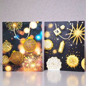 Bolsa de Regalo Mediana Navideña Tonos dorado/negro