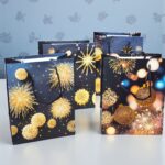 Bolsa de Regalo Chica Navideña Tonos dorado/negro