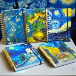 Libreta Pasta Dura de Espiral 200 Hojas de Raya Tamaño A5 con Stickers Diseños Van Gogh Titi