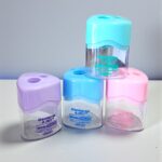 Sacapuntas Doble Orificio con Contenedor Triangular Colores Pasteles