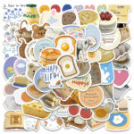 Pack con 50 Stickers Impermeables Almuerzo Coreano