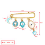 Pin Metálico en Forma de Seguro con Charms de Ojo Turco 38948043