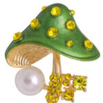 Pin metálico "Hongo del Bosque con Pedrería" Hongo Vintage
