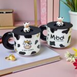 Taza de Porcelana con Tapa Diseño Vaca