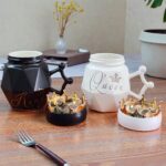 Taza de Ceramica con Tapa en Forma de Corona diseño Queen & King