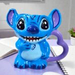 Taza Artesanal Pintada a Mano Figura Stitch