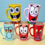 Taza Artesanal Jumbo Pintada a Mano Bob Esponja y Amigos