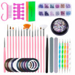 Kit Profesional de Decoración y Pinceles para Nail Art - Set de 30 Piezas