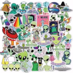 Pack con 50 Stickers Impermeables de Aliens