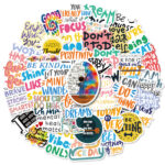 Pack 50 Stickers Motivacionales "Positive Vibes" – Calcomanías Aesthetic para Diario y Laptop 35936612