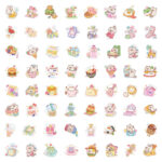 Pack 50 Stickers "Sweet Cat Life" 37387116 – Calcomanías Kawaii de Gatitos y Postres