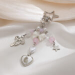 Llavero Decorativo "Dreamy Cat" - Estilo Aesthetic con Dije de Corazón y Lazo
