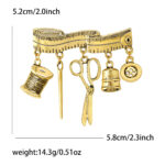 Pin Metálico Vintage - Kit de Costura y Sastrería con Charms Colgantes 49047941 (Acabado Dorado)