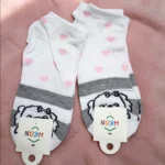 Tines Adulto Blanco y Rayas Grises con diseño de Perrito Blanco con Corazones