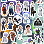 Planilla con 27 Stickers Cortados con Laser Evangelion