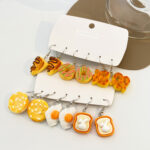 Kawaii Foodie: Pack de 3 Pares de Aretes de Desayuno Coreano 🍳🥐🍩