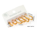 Set de 3 Pares de Arracadas de Acero Inoxidable - Kit Essentials Dorado