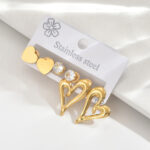 Trío de Amor: Set de Aretes de Corazón y Zirconias Acero Inoxidable ✨