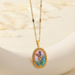 Collar Medallón de Acero Inoxidable - Diseño de Mariposa y Flores Esmaltadas