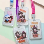 Porta Credencial Transparente con Estampado de Personajes Kawaii - ¡Colección Happy!