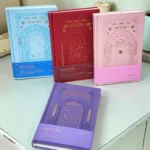 Cuaderno Místico Blue Sky A5 – Pasta Dura con Hojas Vintage Decoradas, Cuadriculadas y de Puntos