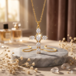 Divine Brilliance: Collar de Cruz con Circonias Corte Navette Acero Inoxidable ✨💎