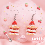 Aretes Kawaii de Pastelito de Fresa - Diseño Realista "Sweet Treats"