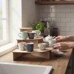 Organizador Exhibidor Escalonado Curvo de MDF: Estilo y Orden en 3 Niveles.