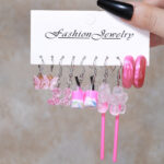 Set de 5 Pares de Aretes Kawaii: Mariposas, Boba Tea y Estilo Coquette – Colección Pink Mix