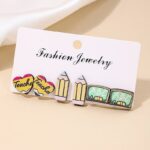 Set de Aretes para Maestra– 3 Pares de Broqueles Escolares de Madera