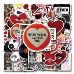 Pack 50 Stickers Vinilo Aesthetic Rojo - New York Loves You